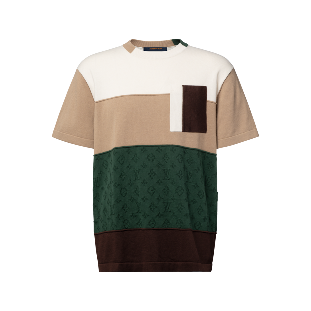 LOUIS VUITTON WARDROBE Tシャツ カーキ ブラウン XS Jacquard Short-Sleeved Crewneck - Ready-to-Wear | LOUIS VUITTON